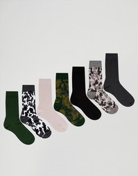 Набор из 7 пар носков с камуфляжным рисунком ASOS - Мульти