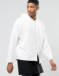 Oversize-худи с молнией и необработанными краями ASOS - Бежевый