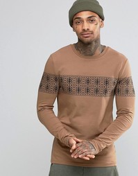 Облегающий лонгслив с ацтекским принтом ASOS - Рыжий