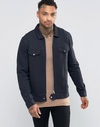 Синяя трикотажная куртка Харрингтон ASOS - Темно-синий
