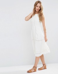 Платье с вышивкой и кружевными вставками ASOS Premium - Слоновая кость