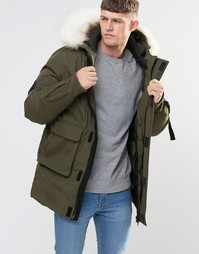 Парка с опушкой из искусственного меха Bellfield - Темно-оливковый