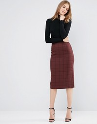Юбка-карандаш в клетку ASOS Tailored - Бордовый в клетку