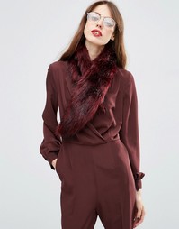 Воротник из искусственного меха с маленьким разрезом ASOS - Burgundy