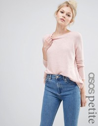 ASOS PETITE Swing Jumper with Ripple Stitch Sleeve in Cashmere Mix