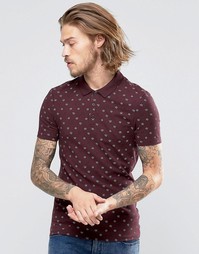 ASOS Extreme Muscle Polo Shirt With All Over Ditsy Print