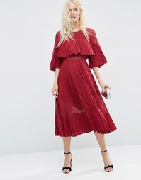 Плиссированное платье миди ASOS - Темно-бордовый