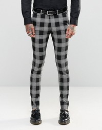 Супероблегающие брюки в клетку тартан ASOS - Черный