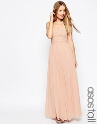 Платье макси с оборками ASOS TALL WEDDING - Телесный