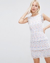 Короткое приталенное кружевное платье с принтом ASOS - Мульти