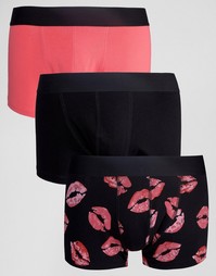 3 трусов-хипстеров с принтом в виде поцелуев ASOS - СКИДКА 20%