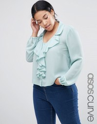 Блузка с рюшами спереди ASOS CURVE - Мятный