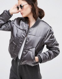 ASOS Satin Padded Jacket - Темно-серый