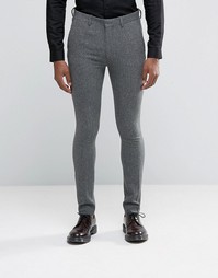 ASOS Super Skinny Suit Trousers In Grey Neppy Texture - Серый
