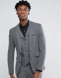 ASOS Super Skinny Suit Jacket In Grey Neppy Texture - Серый