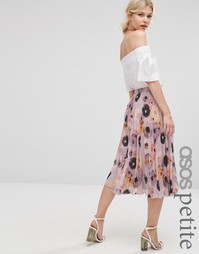 Плиссированная юбка миди с цветочным принтом ASOS PETITE - Мульти