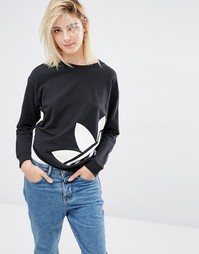 adidas Originals Sweatshirt With Oversized Trefoil Logo - Черный