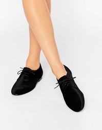 Туфли на шнуровке и плоской подошве ASOS MISSION - Черный бархатный