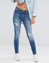 Облегающие джинсы с потертостями Noisy May Lucy - Синий деним