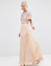 Платье макси с фигурной отделкой по краю рукавов ASOS - Телесный