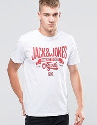 Футболка с принтом логотипа Jack &amp; Jones - Белый