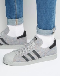 adidas Orignals Superstar 80s Primeknit Trainers In Grey S75843