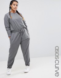 Трикотажный комбинезон с длинными рукавами ASOS CURVE - Серый меланж