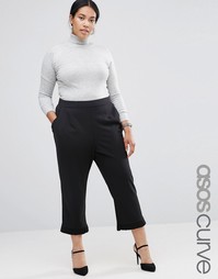 Брюки-галифе с оборками по краям ASOS CURVE - Черный