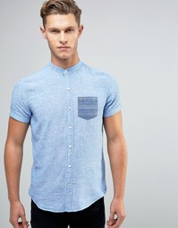 Hollister Grandad Shirt In Linen With Short Sleeves And Contrast Pocke