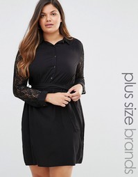 Платье-рубашка с кружевными рукавами Club L Plus - Черный