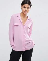 Однотонная блузка в пижамном стиле ASOS - Пыльно-розовый