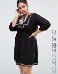 Платье с вышивкой Diya Plus - Черный