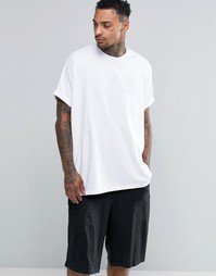 Белая трикотажная oversize‑футболка с отворотами ASOS - Белый