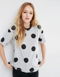 Топ в горошек с контрастным кантом ASOS - Серый