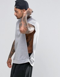 Oversize-футболка без рукавов с разрезами по бокам ASOS - Серый меланж