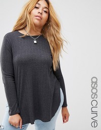 Топ-туника с разрезами по бокам и асимметричной кромкой ASOS CURVE