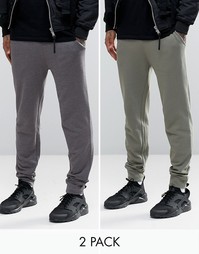 2 джоггеров скинни (темно‑серые/хаки) ASOS - Скидка 20%