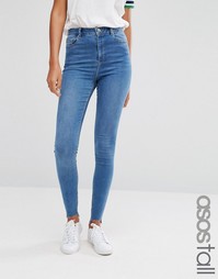 Яркие джинсы скинни со ступенчатыми кромками ASOS TALL Ridley - Синий