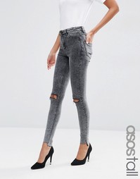 Рваные джинсы скинни из черного мраморного денима ASOS TALL Ridley