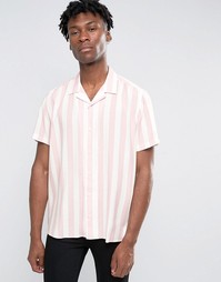 Розово-белая классическая рубашка в полоску с отложным воротником ASOS