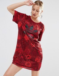 adidas Originals Floral T-Shirt Dress With Trefoil Logo - Цветной