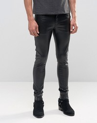 Ультразауженные черные джинсы скинни из искусственной кожи ASOS