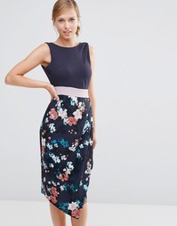 Контрастное платье миди 2 в 1 Closet