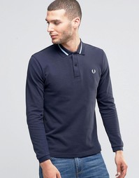 Поло-лонгслив слим из пике с окантовкой Fred Perry Laurel Wreath