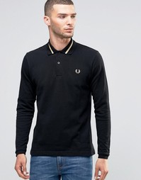 Поло-лонгслив слим из пике с окантовкой Fred Perry Laurel Wreath