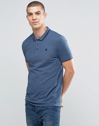 Синяя футболка‑поло из ткани пике с логотипом и контрастной отделкой A Asos