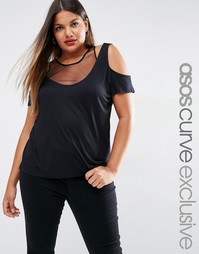 Двухслойный топ с открытыми плечами ASOS CURVE - Черный