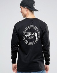 Лонгслив с принтом на спине Stussy - Черный