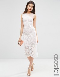 Кружевное платье миди с фактурной отделкой по краю ASOS TALL