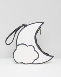 Сумка-клатч с блестками в виде луны Daisy Street - Silver glitter